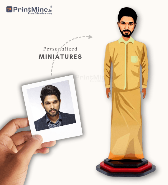 Man in Dhoti Caricature | Perfect Gift for Him | PrintMine.in
