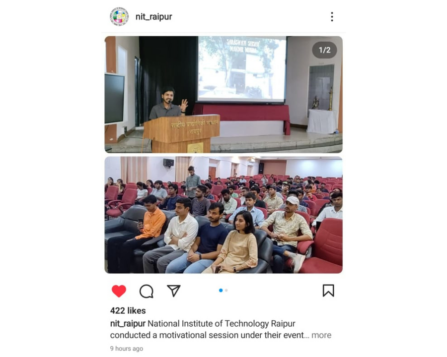 Harsh Agrawal's talk at NIT Raipur