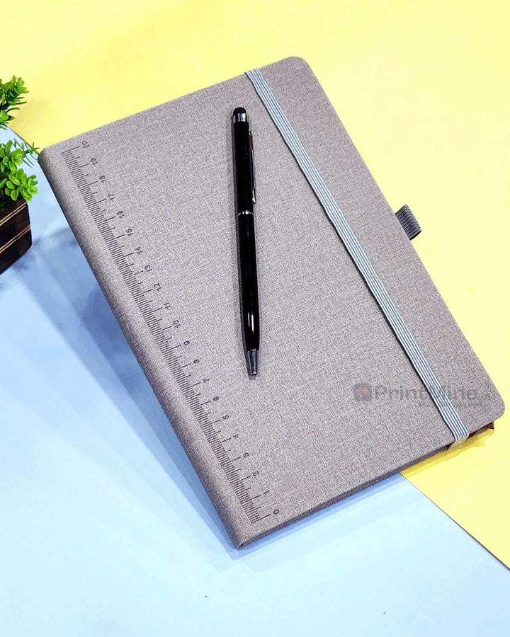 Personalized gray notebook & pen combo gift set with name design 04 - PrintMine Main