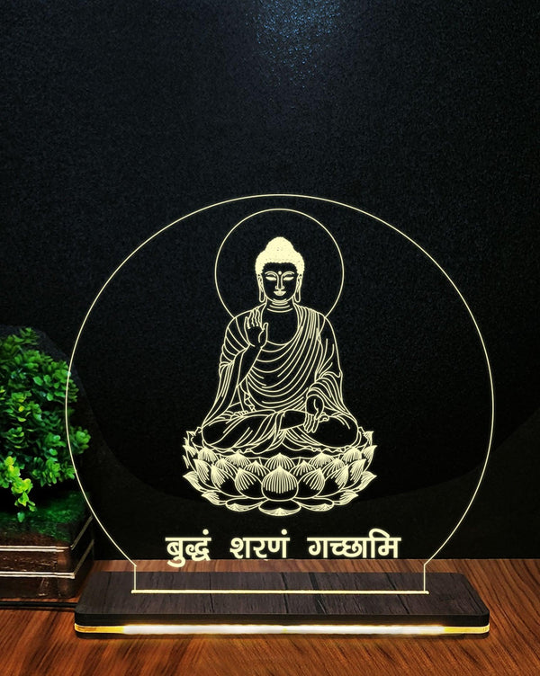 Gautam Buddha Round 3D Illusion Lamp - PrintMine Main