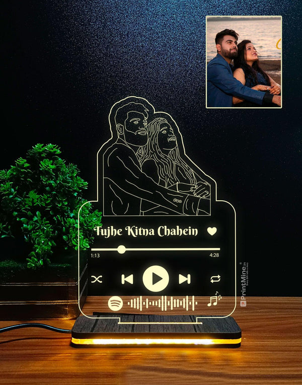 Line art picture art with spotify song code Cutout 3D Illusion Lamp