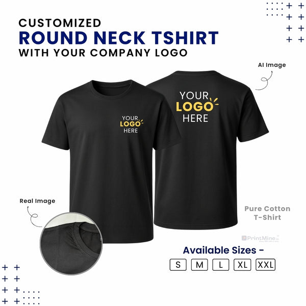 Customized Cotton T-Shirt With Your Company Logo | Order Logo Printed Tees | PrintMine.in