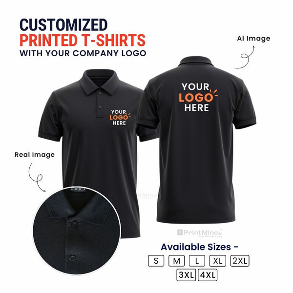 Customized Polo T-Shirt With Your Company Logo | Order Logo Printed Tees | PrintMine.in