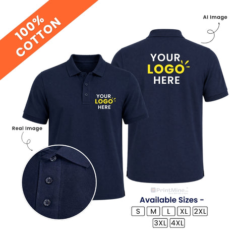 Customized 100% Pure Cotton Polo T-Shirt With Your Company Logo