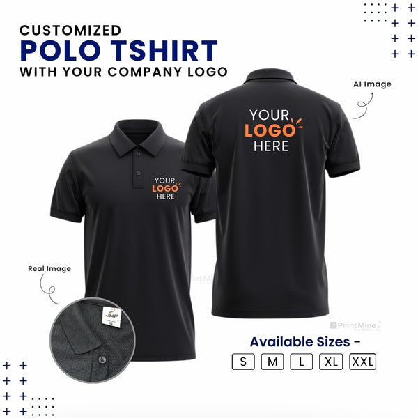 Customized Polo T-Shirt With Your Company Logo | Order Logo Printed Tees | PrintMine.in