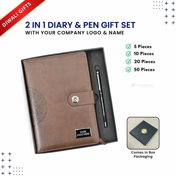 2 In 1 Diary & Pen Diwali Gift Set | Best for Corporate Gifting | PrintMine.in