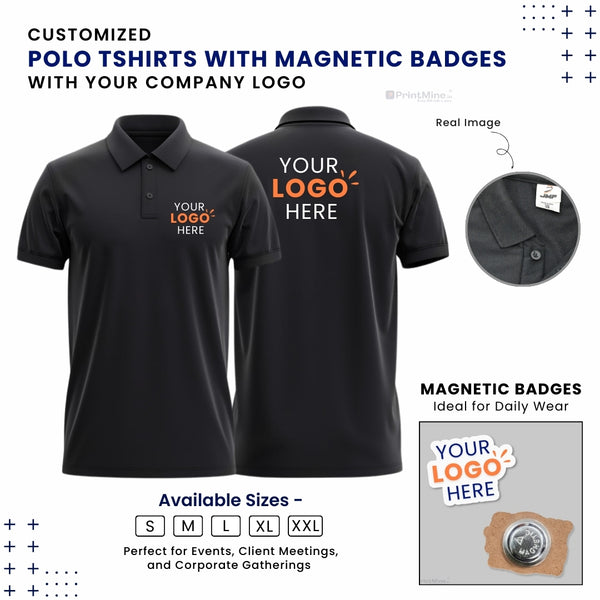 Customized Polo T-Shirt With Logo Cutout Badge | With Your Company Logo | PrintMine.in