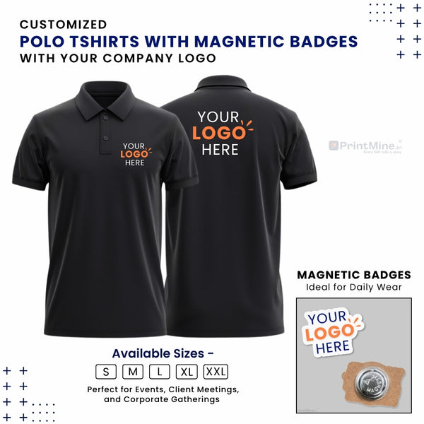 Customized Polo T-Shirt With Logo Cutout Badge | With Your Company Logo | PrintMine.in