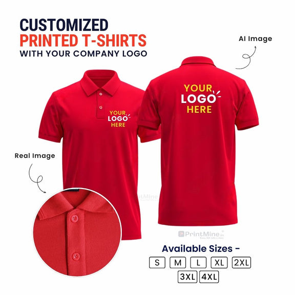 Custom Polo T-Shirts With Company Logo — From 2 Pcs – PrintMine.in