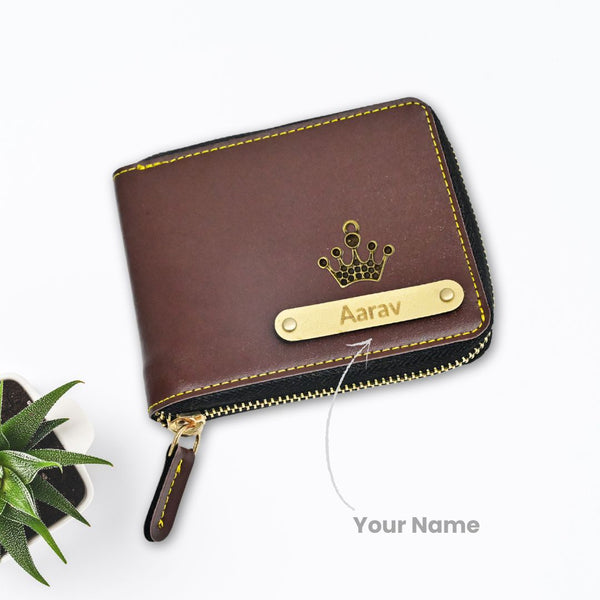 Zipper Men's Wallet | Customized With Name & Charm | Best Gift for Him