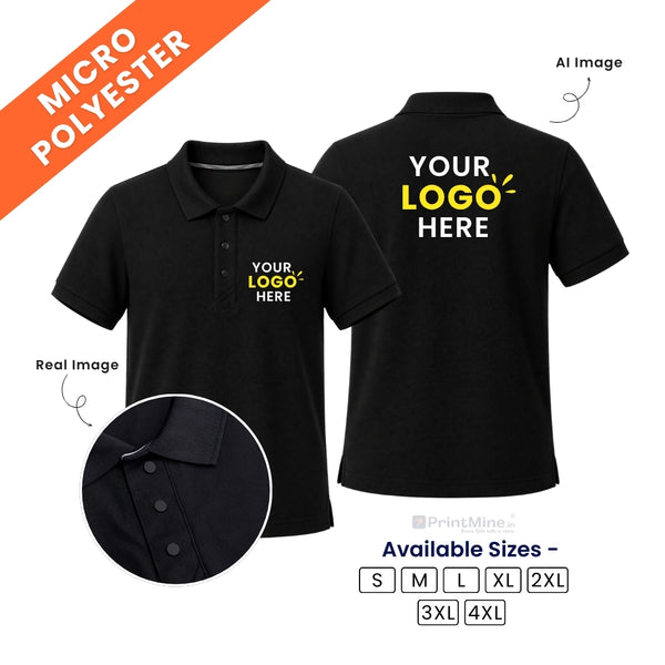 Customized 100% Micro Polyester Polo T-Shirt With Your Company Logo | Order Logo Printed Tees | PrintMine.in