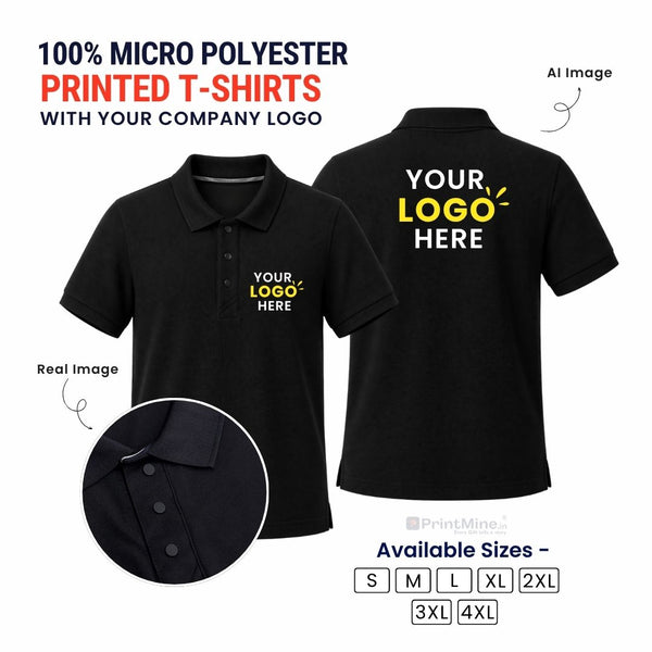 Customized 100% Micro Polyester Polo T-Shirt With Your Company Logo | Order Logo Printed Tees | PrintMine.in