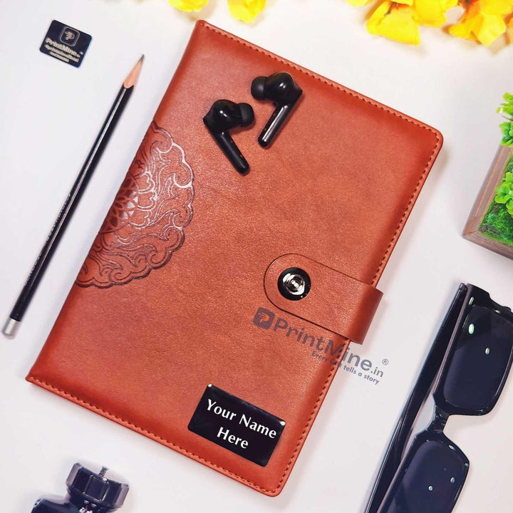 Premium personalize Brown corporate Notebook | Unique inauguration gift notebook | Customized diary for office celebrations