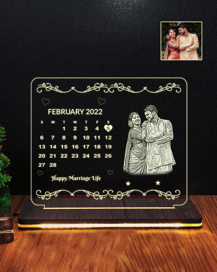 Personalized Photo with Date Engraved Illusion Lamp W004 | Best Anniversary Gift - PrintMine.in