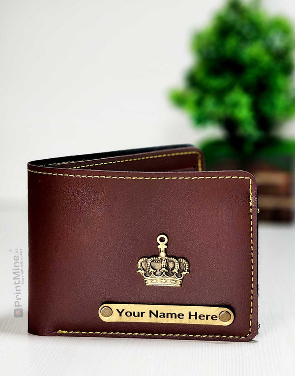 Premium Quality Men's Wallet With Name & Charm (Dark Brown)