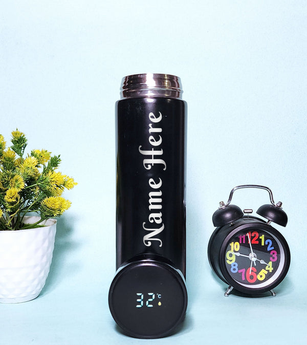 Personalised Temperature Display Black Water Bottle (400 ml)