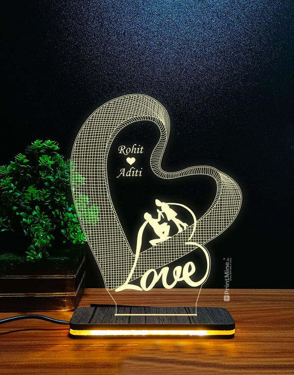 Love Pair 3D Couple Name Illusion Lamp - PrintMine Main