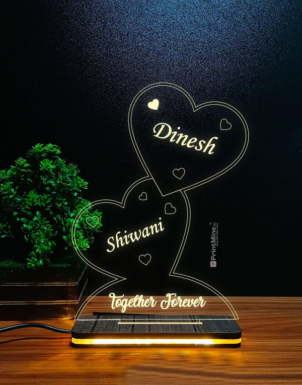 Heart-Shaped Couple Name Illusion Lamp - Perfect Gift for Your Loved One - PrintMine Main