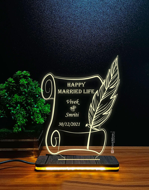 Personalized Couple Name & Marriage Date Illusion Lamp - Unique Gift Idea