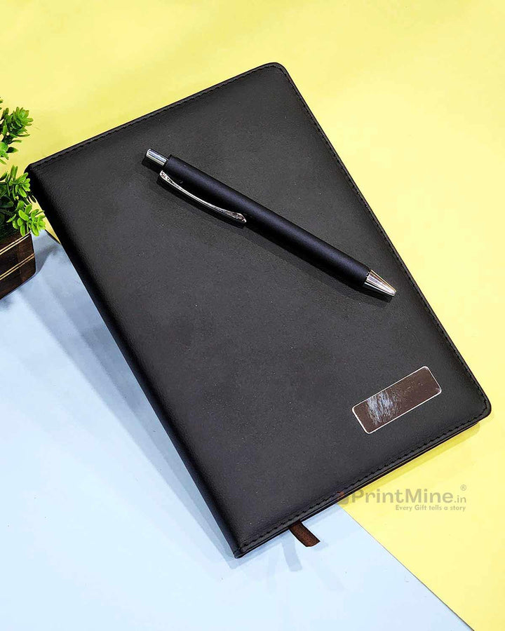 Personalized black notebook & pen combo gift set with name design 05 - PrintMine Main
